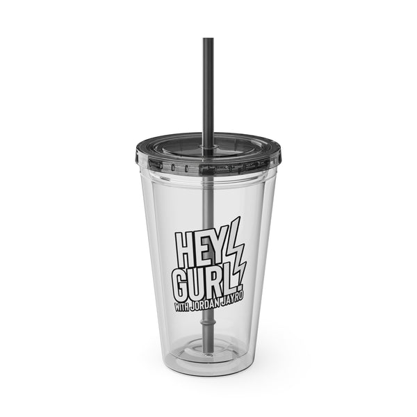 Hey Gurlz 16oz Clear Tumbler with Straw – Branded Sunsplash Drink Cup